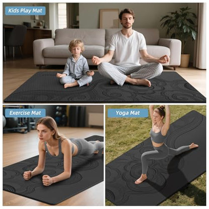 Large 76"x40"x0.4" Yoga Mat - Extra Width & Thick Non-Slip Exercise Mat, Versatile for Stretching, Yoga Studio, Gym, Home & Indoor/Outdoor Workouts