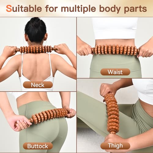 Wood Therapy Massage Tools, Wooden Massage Roller Stick, Lymphatic Drainage Tool, Curved Wood Muscle Massage Roller Used to Relieve Muscle Soreness and Body Shaping - style: Massage Roller