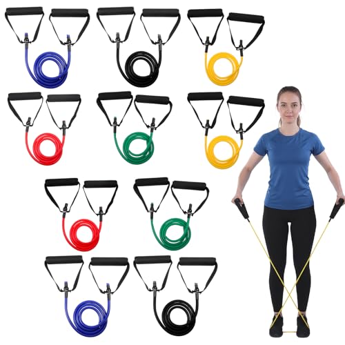10-Piece Resistance Band Set with Handles & Door Anchor - Adjustable Exercise Tubes for Strength Training, Muscle Toning, Physical Therapy, and Home Workouts for Men and Women