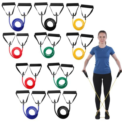 10-Piece Resistance Band Set with Handles & Door Anchor - Adjustable Exercise Tubes for Strength Training, Muscle Toning, Physical Therapy, and Home Workouts for Men and Women