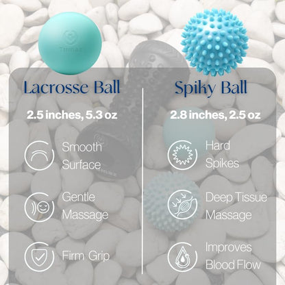 Tumaz Massage Ball & Foot Roller 3-in-1 Set with Spiky Ball, Lacrosse Ball, Massage Roller - Ergonomic Design to Relieve Plantar Fasciitis for Deep and Superficial Muscle Pain - color: Diamond(black) 3-piece Set