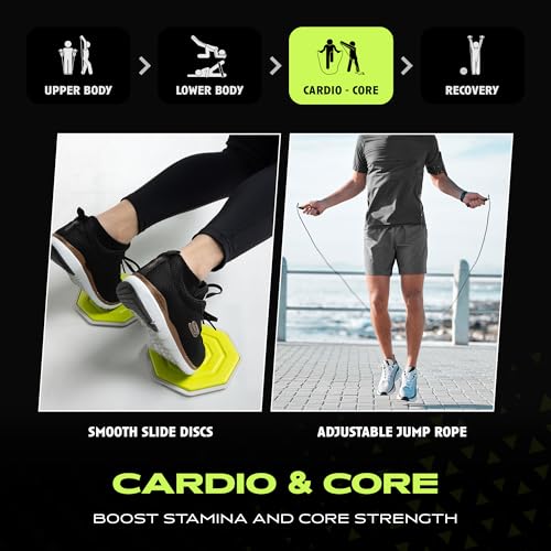 Ex Kit Home Gym Equipment with Carry Bag - 10Pcs Resistance Bands Kit with Handles, Door Anchor, Jump Rope, Booty Bands & More – Full Body Workout Bands Set for Strength, Cardio & Flexibility