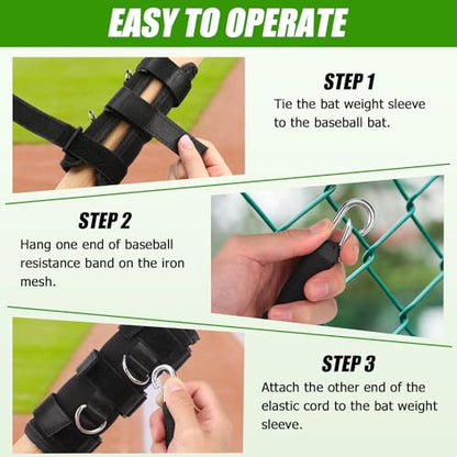 4PCS Baseball Exercise Bands with Interchangeable Grips, Baseball Resistance Trainer for Pitching & Throwing, Training Aid for Baseball Softball Pitchers to Build Arm Strength, Warm-Up