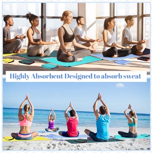 Peryiter 12 Pack Yoga Towel for Hot Yoga, Non Slip 2 in 1 Set Extra Thick Pilates Mat Towel Double Sided Microfiber Super Absorbent and Sweat Blankets for Workout Gym Fitness Men Women