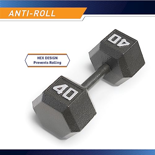 Marcy Cast Iron Hex Dumbbells Collection - Available size from 3-lb to 100-lb, SOLD INDIVIDUALLY - style: 40lbs