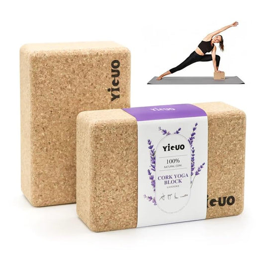YIGUO 2 Pack Cork Yoga Blocks | Natural Eco-Friendly High Density Non-Slip Yoga Blocks for Women & Men | 9x6x3 Inches for Yoga, Pilates, Stretching - size: Lavender Scented