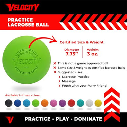 Velocity Lacrosse Balls - 1, 2, 3, 6, 12, 18, 24, 36, 60 and 120 Packs - for Practice, Official NFHS and College Approved Size - color: Lime Green, size: 1 Ball, style: Practice Ball
