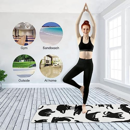 Cute Chubby Frog Yoga Mat, 71 x 26 Inch Non-slip Yoga Mats Folding Travel Exercise Mat Indoor Outdoor Gym Pilates with Storage Bag for Women Men