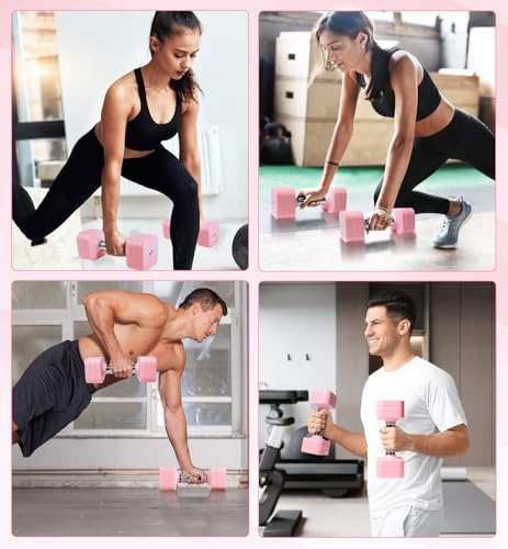 15LB 20LB 30LB 40LB 50LB Adjustable Dumbbell Set Free Weights Dumbbells Set for Women Men Hand Weights Sets Adjust Dumbbell Weight Sets for Home Gym Exercise Workout Strength Training Equipments - color: Pink
