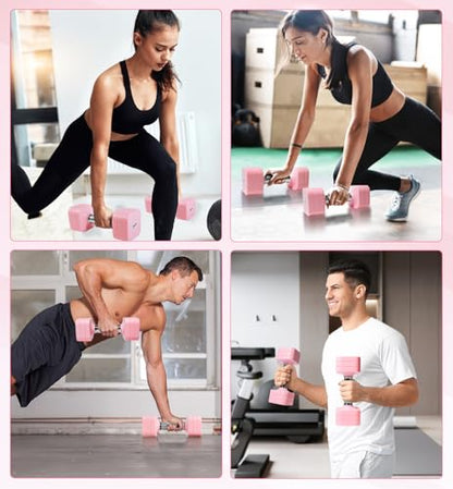 15LB 20LB 30LB 40LB 50LB Adjustable Dumbbell Set Free Weights Dumbbells Set for Women Men Hand Weights Sets Adjust Dumbbell Weight Sets for Home Gym Exercise Workout Strength Training Equipments - color: Pink