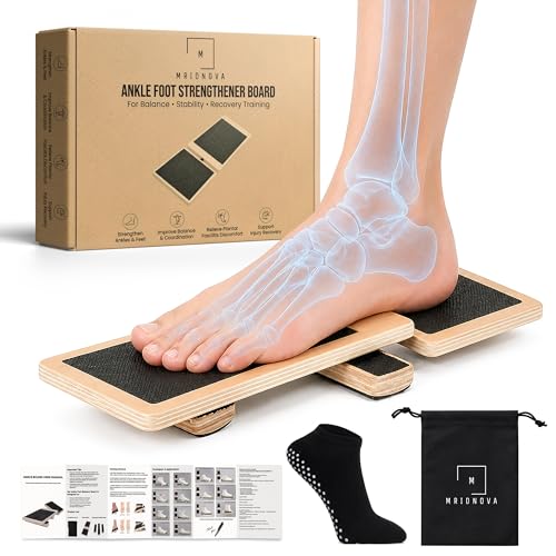 Ankle Balance Board for Stability & Strength – Foot & Ankle Trainer for Plantar Fasciitis Support, Sprained Ankle Recovery, Physical Therapy Equipment Kit with Exercise Book, Grip Sock & Carry Bag