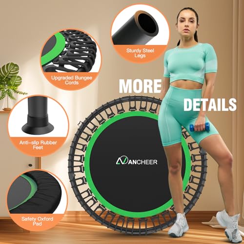 ANCHEER 40"/48" Foldable Mini Trampoline with Adjustable Handle for Adults - color: green, size: 40 inch
