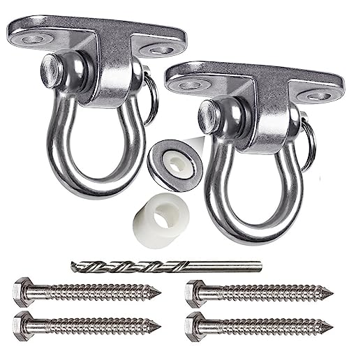 Permanent Antirust Stainless Steel Slient Bearing Swing Hanger,Heavy Duty 180° Rotary Swing, 1500LB Wood Playground Hammock Chair,sandbag Porch Swing