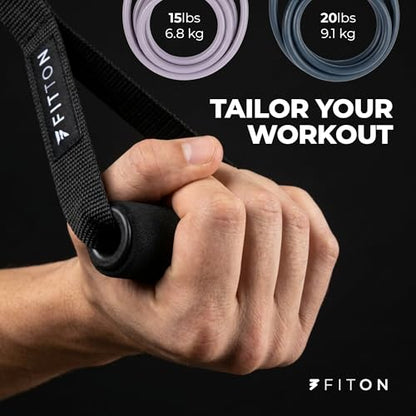 FitOn Resistance Bands with Handles - Elastic Bands for Muscle Mobility & Strengthening, Resistance Loops with Comfortable Foam Handle, Dual-Knit Design, Set of 2 with Pouch - Light 15lb & Medium 20lb