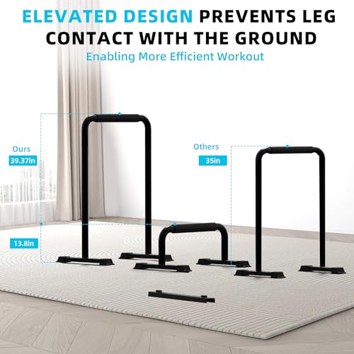 Outdoor Basic 2-in-1 Adjustable Dip Bar Station - Heavy Duty Parallel Bars with Connecting Parts, Extra Tall & Thickened Steel Design for Home Gym, Calisthenics & Strength Training (Dip Bar Pro Max)
