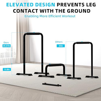 Outdoor Basic 2-in-1 Adjustable Dip Bar Station - Heavy Duty Parallel Bars with Connecting Parts, Extra Tall & Thickened Steel Design for Home Gym, Calisthenics & Strength Training (Dip Bar Pro Max)