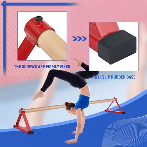 Leyndo 54” Gymnastics Pirouette Floor Bar, Handstand Trainer Bars - color: Red