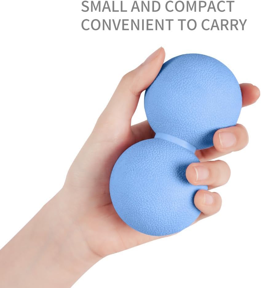 Double Lacrosse & Micro-Elastic Peanut Massage Ball - Myofascial Release Tool for Muscle, Back, Foot, and Physical Therapy, Mobility Roller for Acupressure and Relaxation (Blue)