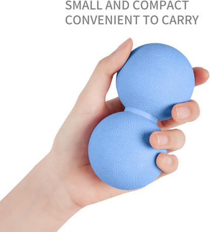 Double Lacrosse & Micro-Elastic Peanut Massage Ball - Myofascial Release Tool for Muscle, Back, Foot, and Physical Therapy, Mobility Roller for Acupressure and Relaxation (Blue)