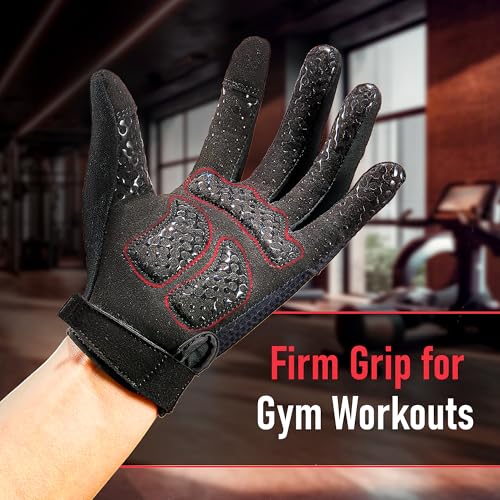 COOLJOB Padded Gym Workout Gloves for Men, Non-Slip Grip Breathable Touchscreen Sports Gloves for Cycling Driving, S-XL Black - size: X-Large