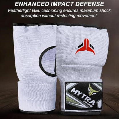 Mytra Fusion Gel Padded Inner Gloves Boxing Hand Wraps for Kids, Boxing Wraps with 80 cm Long Wrist Strap for MMA, Kickboxing, Punching, Martial Arts & Muay Thai Hand Wraps - color: White
