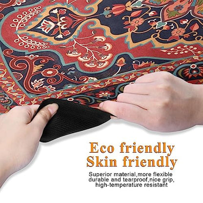 Kigai Travel Yoga Mat 71" x 24" Non Slip Natural Rubber Foldable Exercise Mat Ultra Thin 1.5mm Lightweight for Fitness, Pilates & Home Workout, Persian Design