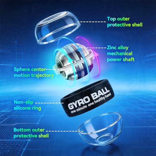 Torque Ball Hand Exerciser, Gyro Ball Wrist Strengthener for Seniors, Spin Grip Strength Trainer, Auto Start Spinner Torqueball with Counter for Forearm Strengthening