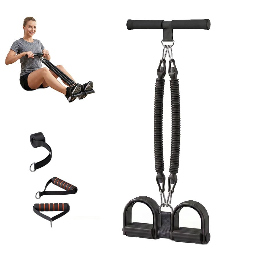 Pedal Resistance Band with Handle, Upgrade Latex Tube Exercise Band Elastic Pull Rope for Home Workout, Sit Up Body Stretching Exercise Equipment for Tummy Waist Arm Leg Slimming