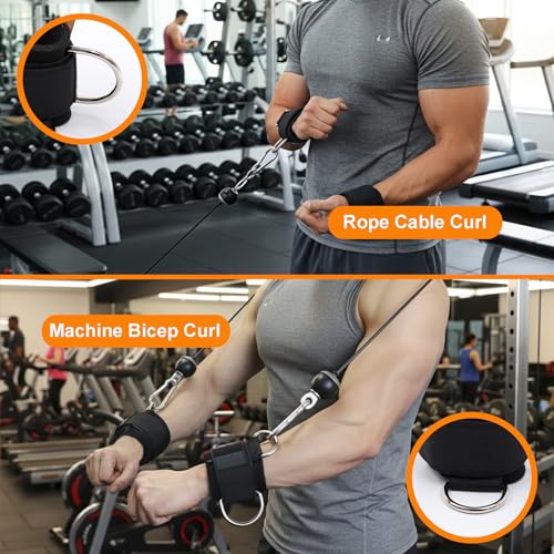 Weight Lifting Wrist Straps with Sliding D-Ring, Leather Palm Grip, Wrist Support, Adjustable Connection Angle for Weightlifting, Cable Flys & Full-Body Workouts, 2mm Genuine Leather Palm & 7mm Neoprene Wrist Padding, Anti-Slip for Men Women