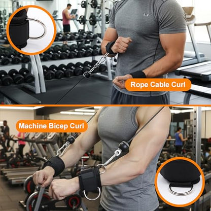 Weight Lifting Wrist Straps with Sliding D-Ring, Leather Palm Grip, Wrist Support, Adjustable Connection Angle for Weightlifting, Cable Flys & Full-Body Workouts, 2mm Genuine Leather Palm & 7mm Neoprene Wrist Padding, Anti-Slip for Men Women