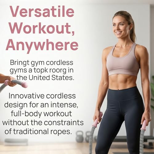 Cordless Battle Ropes with Adjustable Resistance Springs - Compact Weighted Ropeless Battle Rope for Home Gym Exercise & Ultimate Cardio Fitness!Fitness Made Easy!