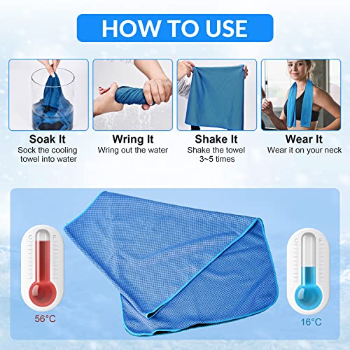 Cooling Towels Neck and Face,(40" x 12") Bulk Ice Towel,Soft Breathable Cooling Towels for Hot Weather,Athletes,Yoga,Gym,Workout,Sports,Camping,Microfiber Cold Towels - color: Dark Blue,gray,green,blue