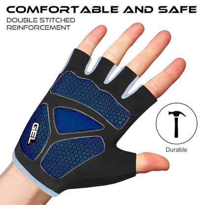 Half Finger Cycling Gloves for Men Women, Gel Padded Anti-Slip Shock Absorbing Weight Lifting Gym Gloves Cycle Mountain Bike Gloves for MTB, Biking, Hiking