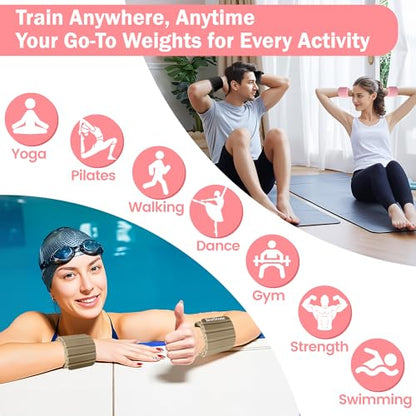 Wrist Weights & Ankle Weights – 2 Pack (1.1 lbs Each), Adjustable Arm, Leg & Hand Weights Set for Women, Magnetic Fitness Weights for Gym, Pilates, Walking, Yoga & Home Workout
