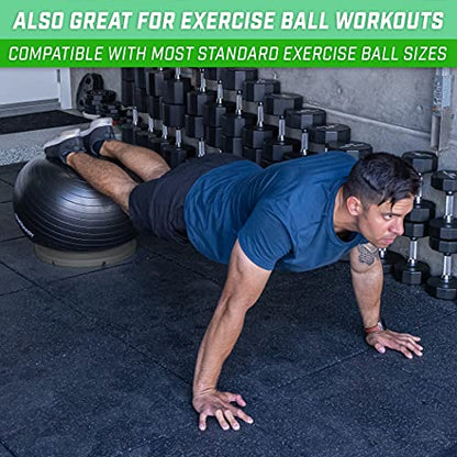 GoSports Yoga Ball Base for Fitness Balls - Charcoal, Green, or Blue -Hub 360 Universal Stability Stand