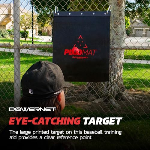 PowerNet Plyometric Softball & Baseball Training Equipment - Weighted Plyo Balls, Hanging Mat, Portable Backstop & Pitching Trainer - style: Throwing Pitching Trainer