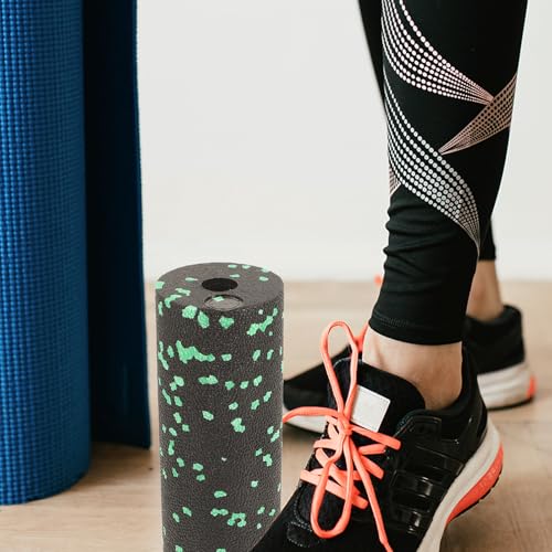 IMIKEYA Portable Compact Exercise Foam Roller for Muscle Massage, Lightweight Hollow Fitness Massager for Legs and Body, Green Travel-Friendly Massage Column for Exercise and Relaxation