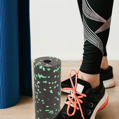 IMIKEYA Portable Compact Exercise Foam Roller for Muscle Massage, Lightweight Hollow Fitness Massager for Legs and Body, Green Travel-Friendly Massage Column for Exercise and Relaxation