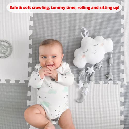 Extra Large Baby Play Mat Tiles Thick Foam Non-Toxic Floor Puzzle Mat Interlocking Activity Playmat for Infants Toddlers Kids Crawling Tummy Time 74x74 Inches (Grey/White) - color: Grey/White