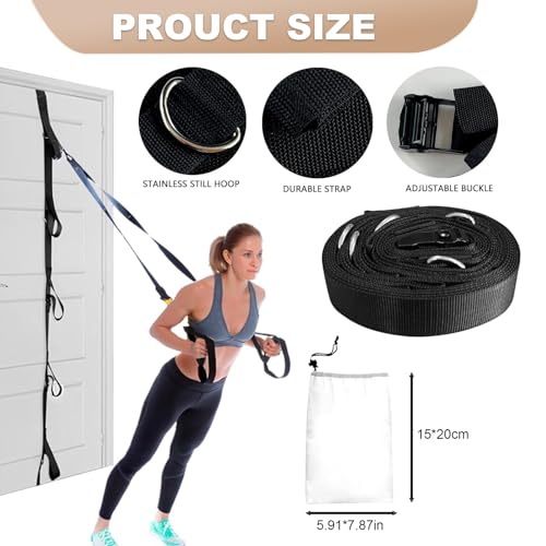 Door Anchor Strap for Resistance Bands Exercises, Multi Point Anchor Gym Attachment for Home Fitness, Portable Door Band Resistance Workout Equipment, Easy to Install, Punch-Free, Nail-Free