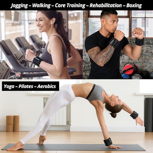 Wrist & Ankle Weights, Adjustable Bands for Women & Men Workouts, Set of 2 – 2lb or 4lb (1lb or 2lb each strap) Ideal for Runs, Jogs, Walks, Yoga, Dance, Pilates, Cardio, Aerobics, Strength Training