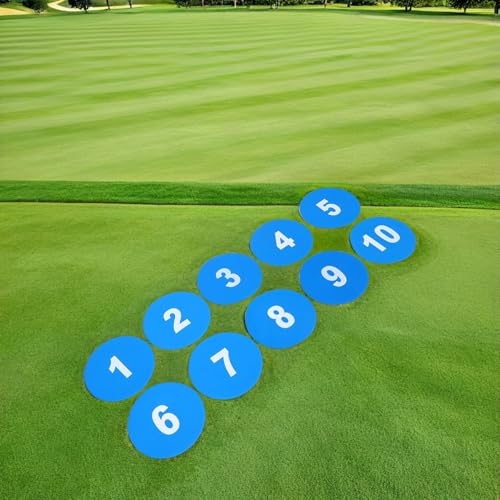 10pcs Flat Soccer Training Markers Numbered Agility Spot Cones 23cm Non-Slip Blue Floor Dots for Football Speed and Agility Drills