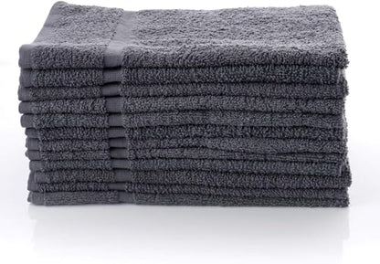 Simpli-Magic Cotton Hand Towels 16"x27" (12 Pack) – Soft Towels for Bathroom, Kitchen, Salon & Gym (Gray)