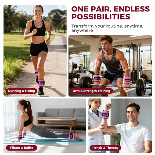 BAGAIL Ankle Wrist Weights for Women & Men, One Pair of 1/2/4/6/8/10 LBS Wearable Leg Arm Weights with Sleek Design & Secure Fit for Walking, Running, Pilates, Home Fitness & Physical Therapy