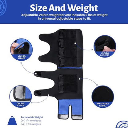 Sensory Compression Weighted Vest for Kids with ADHD, Calming Jacket for Anxiety, Highly Adjustable, Elementary to High School