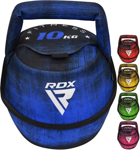 RDX Kettlebell Weights Sandbag with Handle, Fitness Strength Training Weight Lifting Bodybuilding Workout, Swings Squats Snatch Deadlift Thruster, Available In 4 6 8 10 12KG - color: FILLED BLUE, size: 6KG