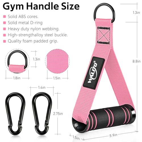 WALITO Exercise Handles, Replacement Cable Machine Attachments for Home Gym Equipment, Pulley System, Pilates, Resistance Bands, Strength Trainer, Heavy Duty Working Out Handles - color: Pink