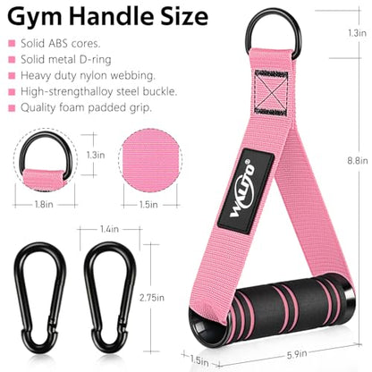WALITO Exercise Handles, Replacement Cable Machine Attachments for Home Gym Equipment, Pulley System, Pilates, Resistance Bands, Strength Trainer, Heavy Duty Working Out Handles - color: Pink