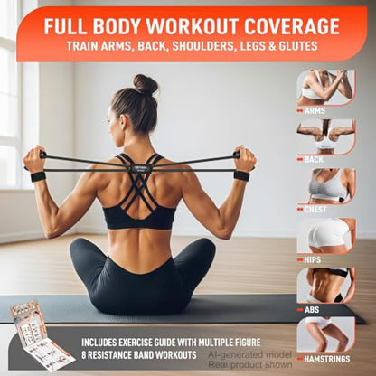 Figure 8 Resistance Bands for Arm, Back, 3 Level Latex Heavy Exercise Bands with Handles for Strength Training, Full Body Workout, Physical Therapy, Pilates, Yoga, Home Gym Equipment for Women - style: Grey-1