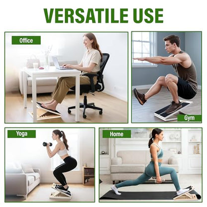 Professional Adjustable Wooden Slant Board for Calf Stretching, Portable 5-Stretch Board for Knees, Non-Slip Foot Incline Board Physical Therapy Equipment Calf Stretch, Extra Side Handle for Carry
